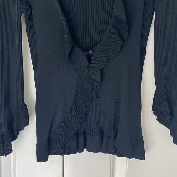 Diane Von Furstenberg Open Front Black Cardigan Sweater, EUC - Picture 4 of 5